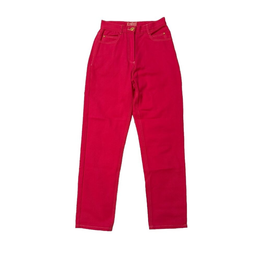 Balmain X Barbie High Rise Tapered Denim Jeans Pink Small